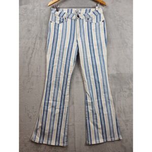 Wrangler Wanderer Mid Rise Flare Jeans Womens 29x31 White Blue Striped Retro